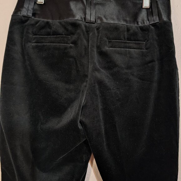 Banana Republic Black Velvet Tuxedo Pants Women’s 2 Wide Leg Flare Satin Trim - Picture 7 of 14